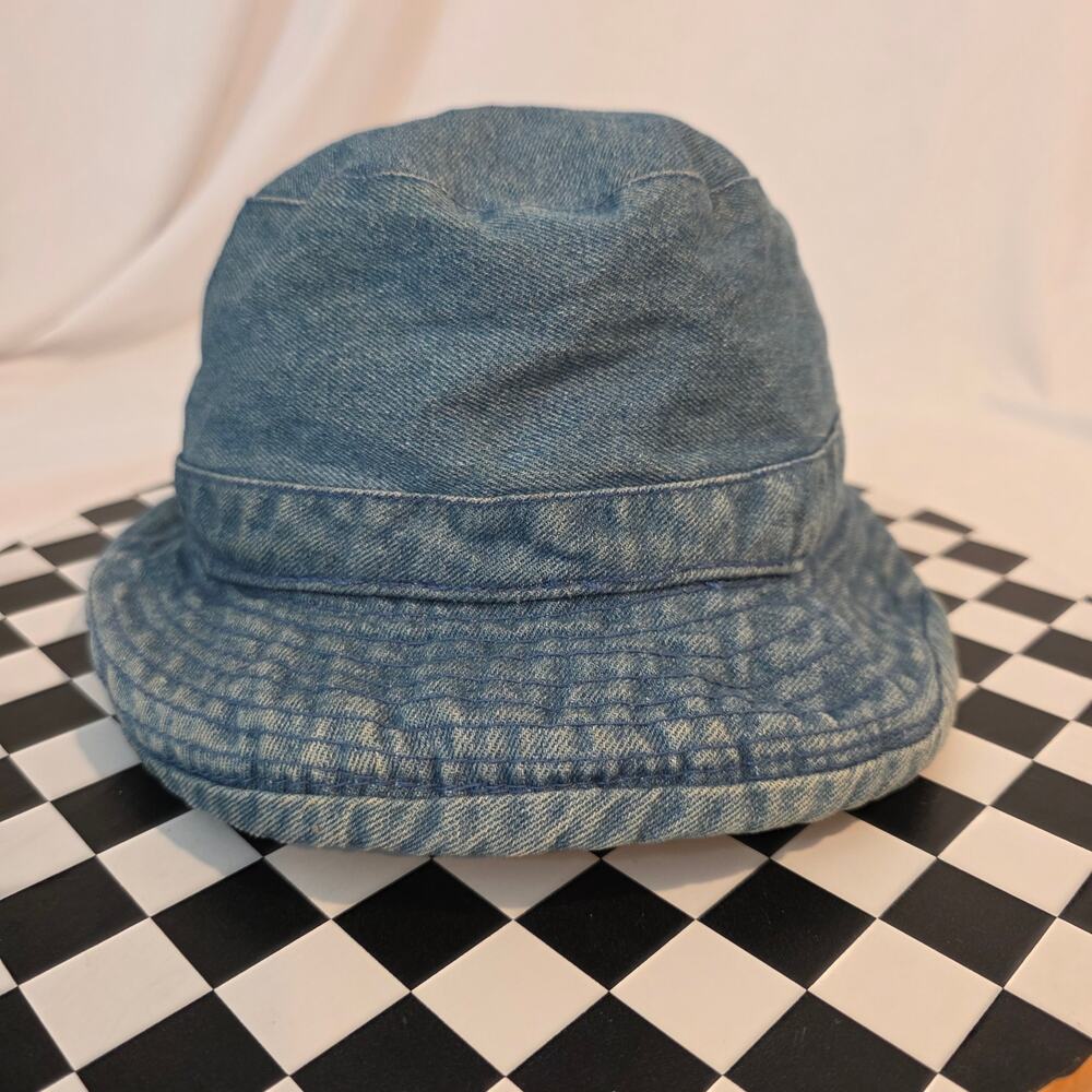Vintage 90s Blue Denim Bucket Hat Faded Stitched Skate‎ Fisherman Cap